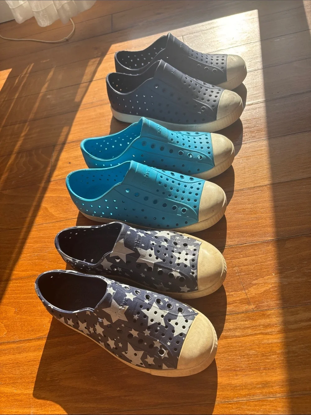 Native Jefferson Boys Shoes Bundle of 3, Navy, Blue, and Star Print